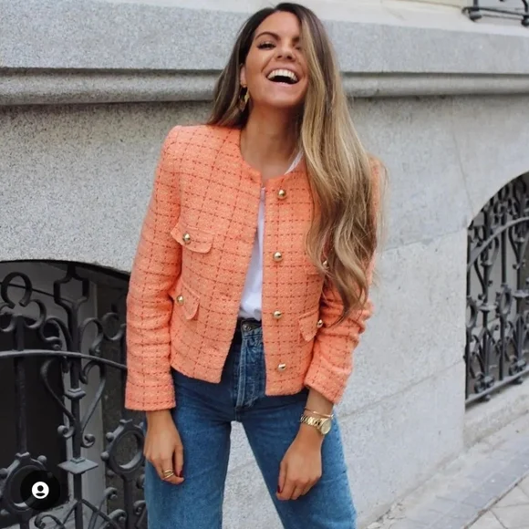 🔥Last 2🔥MANGO Short tweed blazer - Picture 1 of 7